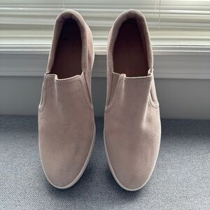 Caslon Cream Slip On Leather Suede Wedge Sneaker Shoes